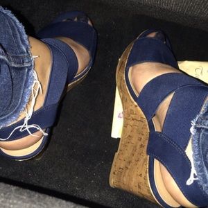 Blue Strapped Wedges